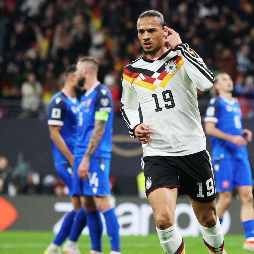 Galatasaray'da forma giyen Leroy Sane, Almanya'nın Dünya Kupası elemelerinin ilk yarısında Slovakya'ya karşı 2 gol attı! 2